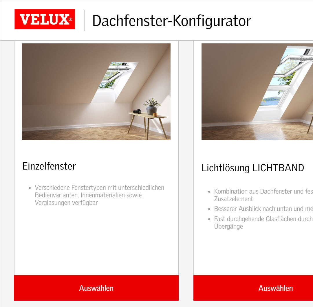 VELUX DachfensterKonfigurator